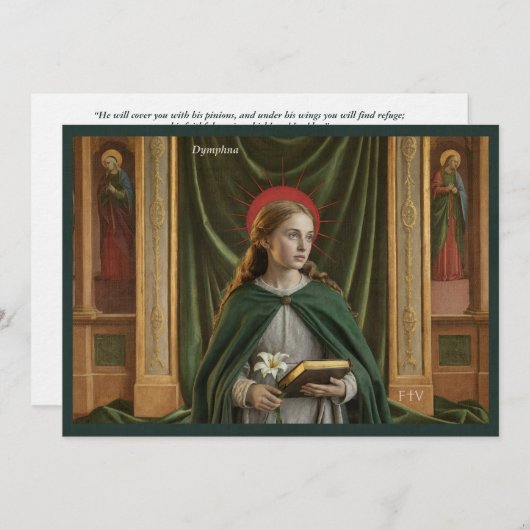 Catholic Art Postcard | Saint Dymphna Kaart (Voorkant / Achterkant)