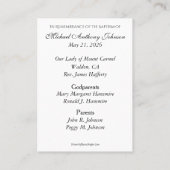 Catholic Baby Boy Baptismal Remembrance Holy Card Visitekaartje (Achterkant)