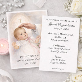 Catholic Baby Girl Baptismal Remembrance Holy Card Visitekaartje