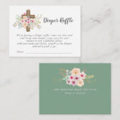 Catholic Baby Shower Luier Raffle - Bloemenkruis Informatiekaartje (Voorkant / Achterkant)