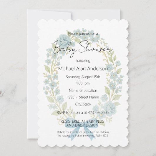 Catholic Boy Baby shower Maria en Jezus Kaart (Achterkant)