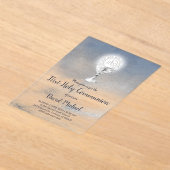 catholic boy first communion watercolor marble acryl uitnodigingen (Laagn)