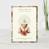 Catholic Christmas Eucharist Poinsettia Floral Feestdagen Kaart (Voorkant)