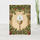 Catholic Christmas Eucharist Poinsettia Floral Feestdagen Kaart (Voorkant)