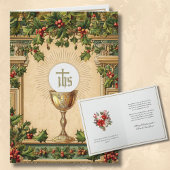 Catholic Christmas Eucharist Poinsettia Floral Feestdagen Kaart