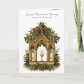 Catholic Christmas Eucharist Poinsettia Priest Feestdagen Kaart (Voorkant)