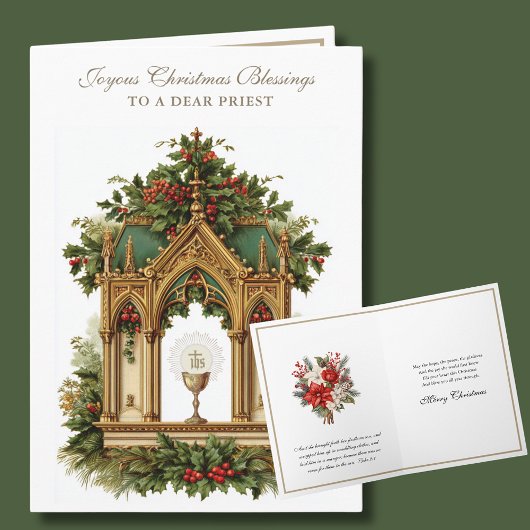 Catholic Christmas Eucharist Poinsettia Priest Feestdagen Kaart