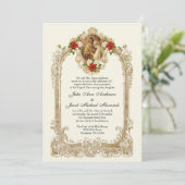 CATHOLIC CHRISTMAS POINSETTIA WEDDING INVITATIONS KAART (Staand voorkant)