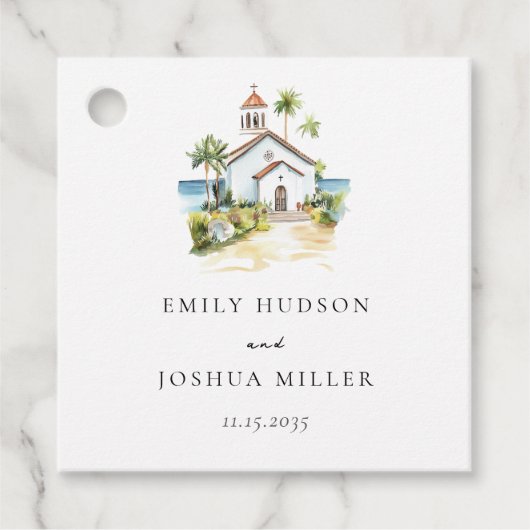 Catholic Church Tropical Wedding Bedankjes Labels (Voorkant)