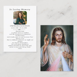 Catholic Divine Mercy Jesus Funeral Prayer Card Visitekaartje
