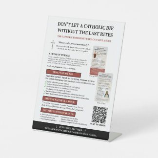 Catholic Emergency Kaart Tafelblad Teken Reclamebord Met Voetstuk