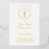 catholic first communion chalice crest folie uitnodiging (Voorkant)