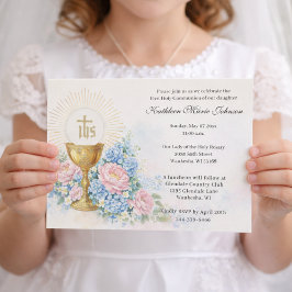 Catholic First Communion Chalice Host Floral Kaart