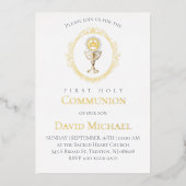 catholic first communion Eucharist Folie Uitnodiging (Voorkant)