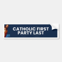 Catholic First Party Last" – Sticker van de auto