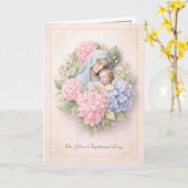 Catholic Floral Baptism Mary Jesus  Kaart (Gele Bloem)