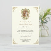 CATHOLIC FLORAL GOLD BETROTHAL INVITATIONS KAART (Staand voorkant)