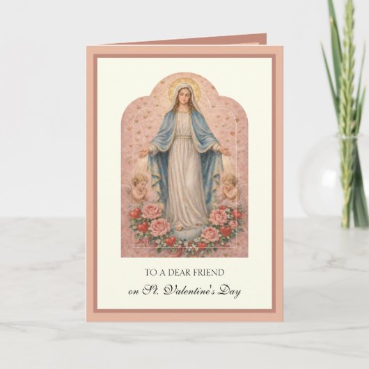 Catholic Friend Valentines Day Mother Mary Feestdagen Kaart (Voorkant)