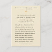 Catholic Funeral Blessed Mary Poinsettias Visitekaartje (Achterkant)