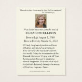 Catholic Funeral Memorial Mary Rosary Visitekaartje (Achterkant)