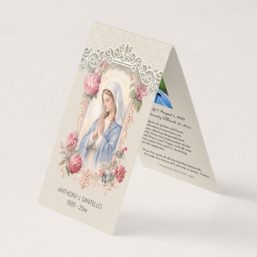 Catholic Funeral Virgin Mary Prayer Holy Card Visitekaartje (Voorkant)