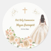 Catholic Girl Communion Ronde Sticker (Voorkant)