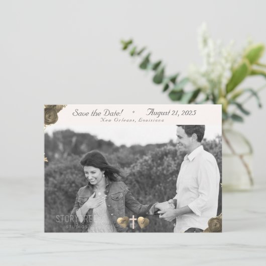 Catholic Grace Flat Save the Date Kaart (Staand voorkant)