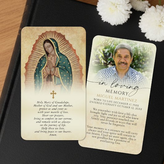 Catholic Guadalupe Memorial Prayer Cards Visitekaartje
