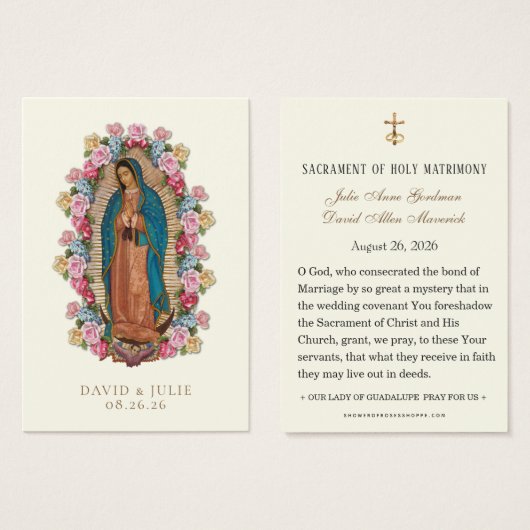 Catholic Guadalupe Roses Wedding Prayer Visitekaartje (Voorkant /achterkant)