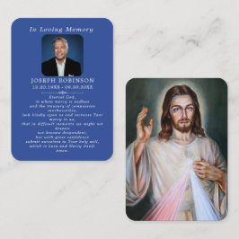 Catholic Jesus Divine Mercy Blue Prayer Card Visitekaartje