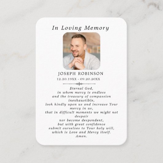 Catholic Jesus Divine Mercy Funeral Prayer Card Visitekaartje (Voorkant)