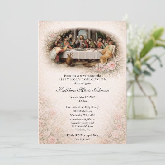 Catholic Jesus First Communion Invitations Kaart (Staand voorkant)
