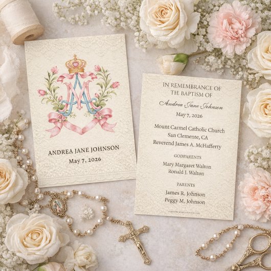 Catholic Marian Baptism Remembrance  Informatiekaartje