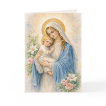 Catholic Mary and Jesus Religious Birthday Card