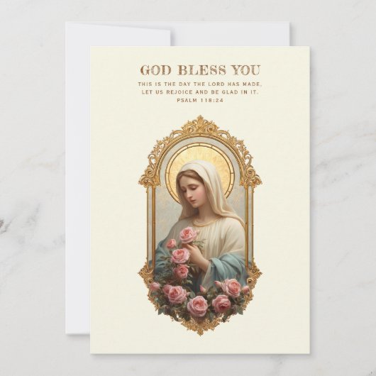 Catholic Mary with Pink Roses Floral Scripture (Voorkant)