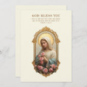 Catholic Mary with Pink Roses Floral Scripture (Voorkant / Achterkant)