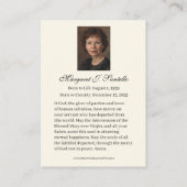 Catholic Memorial Mary Jesus Funeral Prayer Visitekaartje (Achterkant)