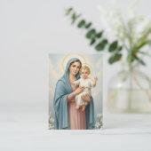 Catholic Memorial Mary Jesus Funeral Prayer Visitekaartje (Staand voorkant)