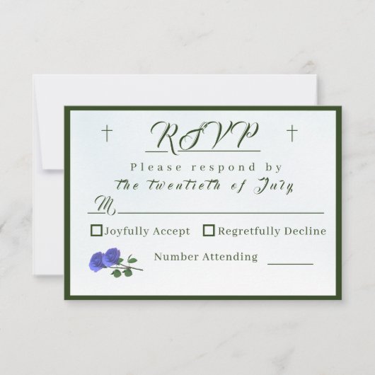 Catholic Misty Blue en Green Response Kaart (Voorkant)