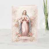 Catholic Mother Mary Pink Roses Valentine Feestdagen Kaart (Voorkant)