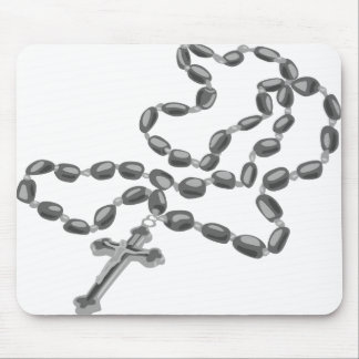Catholic Mouse Pad White with Black Rosary Muismat