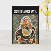 CATHOLIC NUN BIRTHDAY RULER BEING FUNNY CARD KAART (Gele Bloem)
