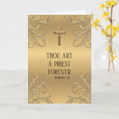 Catholic Priest Anniversary Ordination Crucifix Kaart (Gele Bloem)