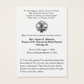 Catholic Priest Funeral Memorial Prayer Visitekaartje (Achterkant)