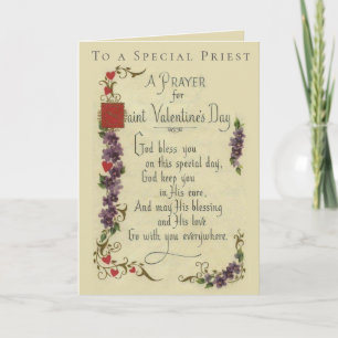 Catholic Priest St. Valentines Day Religious Feestdagen Kaart