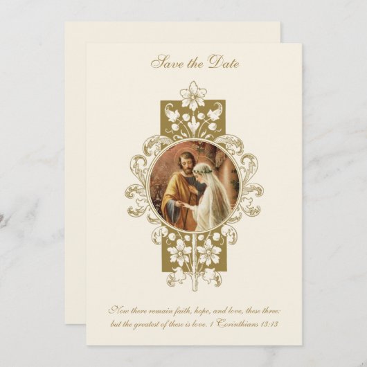 Catholic Sacred Heart Save the Date Wedding (Voorkant / Achterkant)