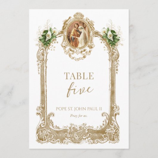 Catholic Saint Wedding Table Number  Kaart (Achterkant)