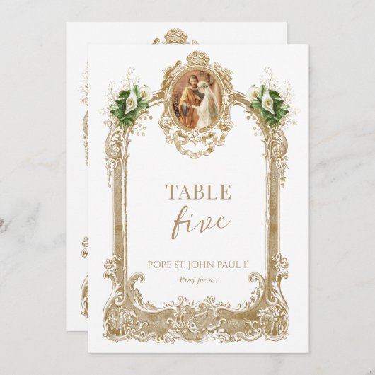 Catholic Saint Wedding Table Number  Kaart (Voorkant / Achterkant)