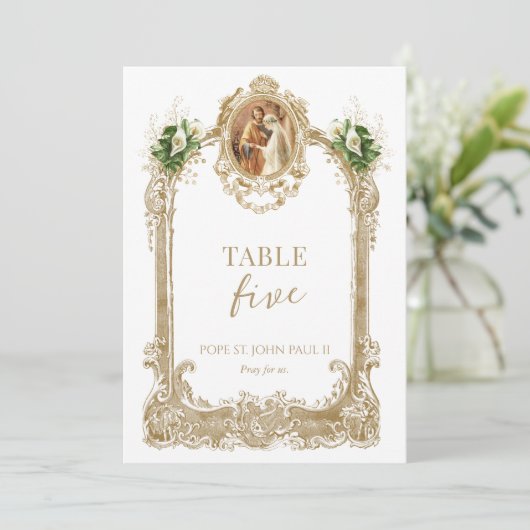 Catholic Saint Wedding Table Number  Kaart (Staand voorkant)