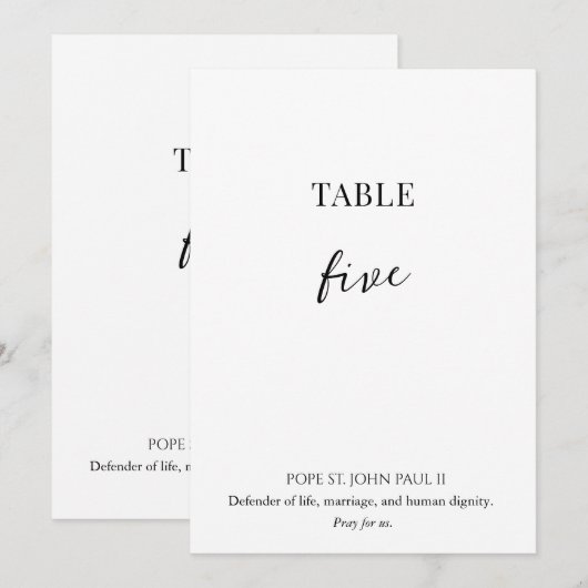 Catholic Saint Wedding Table Number  Kaart (Voorkant / Achterkant)